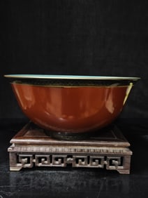 A Exquisite Purple Gold Glaze Painted Gold Bowl