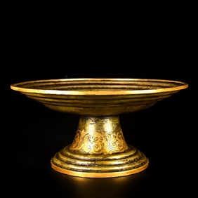 A Exquisite Gilt Bronze Eight Treasures Plate