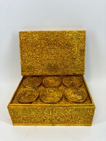 A Set of Exquisite Gilt Bronze Flower Pattern Gold Coin