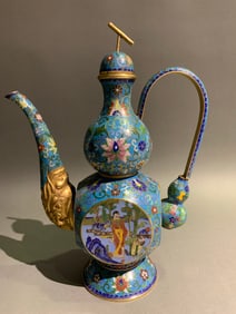 A Exquisite Cloisonne Figures Pattern Ewer
