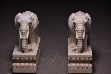 A Pair of Marble Stone Elephant