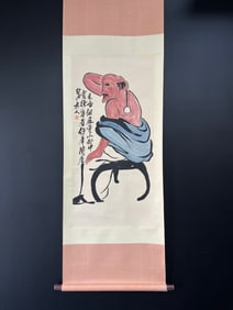 A Chinese Vertical Scroll Ink Figure Painting on Paper