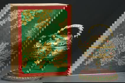 A Rare Gold and Silver-Inlaid Bronze Inlaid Gems Bronze Phoenix Head Ewer, With Inscription