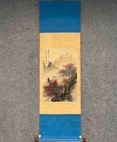 A Chinese Vertical Scroll Ink Painting of Flower on Paper