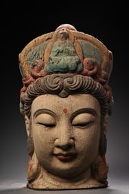 A Exquisite Wooden Statue of Avalokitesvara Buddha Head