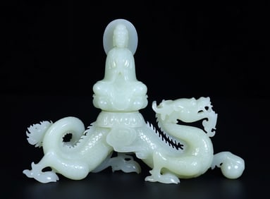 A Exquisite Hotan Jade Avalokitesvara Statue