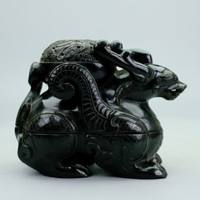A Set of Exquisite Hetian Jade Jasper Dragon Seal Boxes