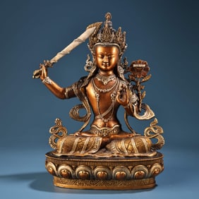 A Exquisite Bronze Painted Gold Bodhisattva Buddha Statue