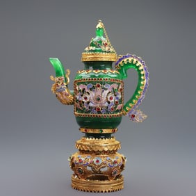 A Exquisite Cloisonne Inlaid Jadeite Pot
