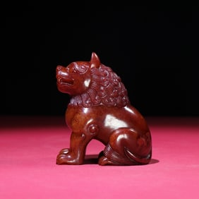 A Exquisite Hotan Jade Full Patina Lion Ornament