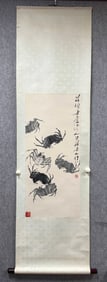 A Chinese Vertical Scroll Ink Painting of Crab on Paper