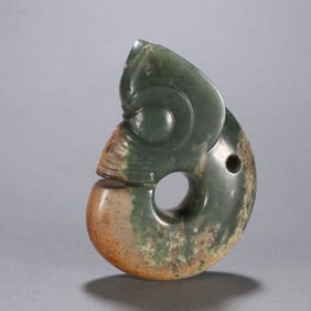A Rare Hotan Jasper Dragon Pendant