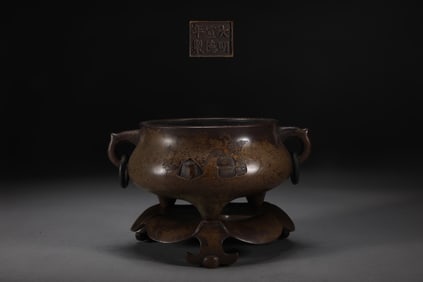 A Exquisite Coppery Bo Gu Pattern Censer