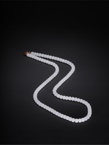 A Rare Hotan White Jade Necklace