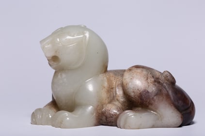 A Rare White Jade Auspicious Beast