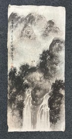 A Chinese Ink Painting of Landscape on Paper