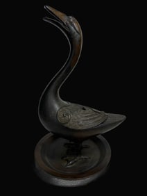 A Rare Bronze Duck Incense Censer