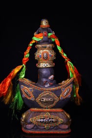 A Exquisite Meteorite Cloisonne Inlaid Gems Dzi bead Ornament