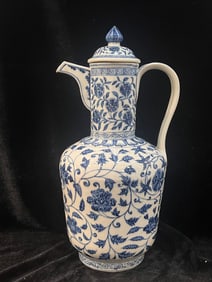 A Exquisite Blue and White Flower Pattern Ewer