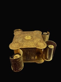 A Exquisite Gilt Bronze Scripture Box