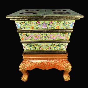 A Exquisite Enamel Lotus Dragon Pattern Censer