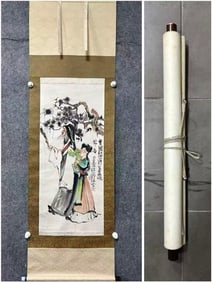 A Chinese Vertical Scroll Ink Painting of Figure on Paper