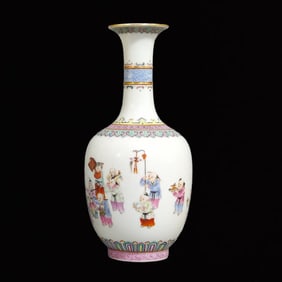 An Exquisite Famille-Rose Figure and Story Pattern Vase