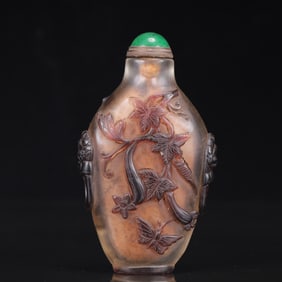 An Exquisite Glass and Cricket Gourd Pattern Snuff Bottle