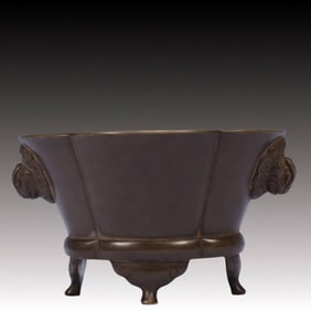 An Exquisite Bronze Beast-Ears Four Legs Censer,Qing Dynasty, China,With