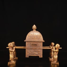 A Rare Gilt Bronze Palanquin Ornament