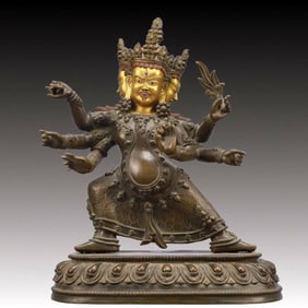 A Solemn Gilt Bronze Statue of Gautama’s Mother