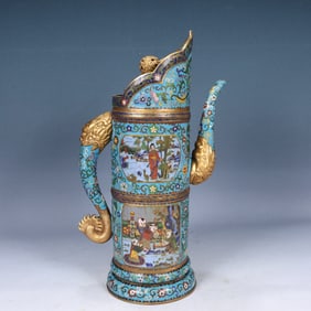 A Huge Cloisonne Lotus and Figure Pattern Ewer