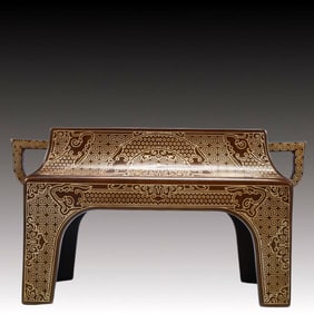 An Exquisite Bronze Beast-Face Pattern Double-Ears and Four Legs Censer