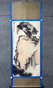 A Chinese Vertical Scroll Ink Painting of Bird on Paper
