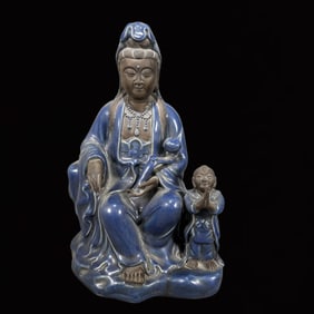 A Huge Blance-De-Chine Statue of Avalokitesvara