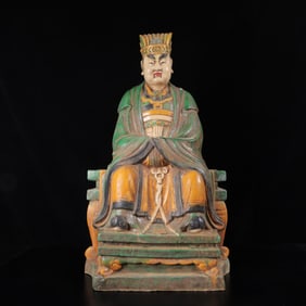 An Exquisite Tang Tri-Color Glazed Pottery Statue of Mammon Ornament
