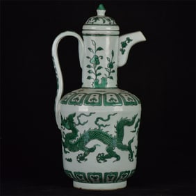 An Exquisite Green Color Dragon Pattern Pot
