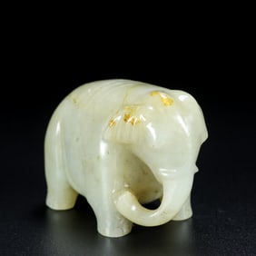 An Exquisite White Jade Elephant Ornament