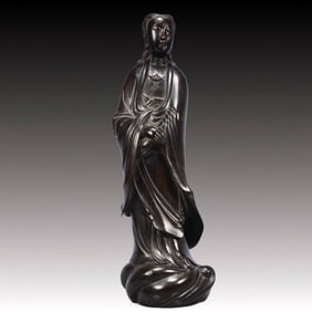 An Exquisite Zitanwood Statue of Avalokitesvara