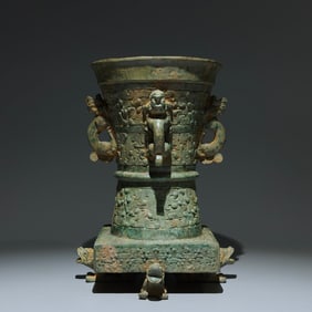 An Archaic Bronze Dragon Pattern Dragon-Ears Zun