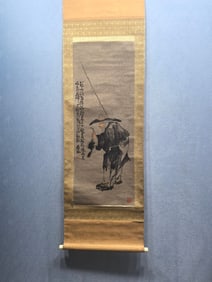 A Chinese Vertical Scroll Ink Painting of Figure on Paper