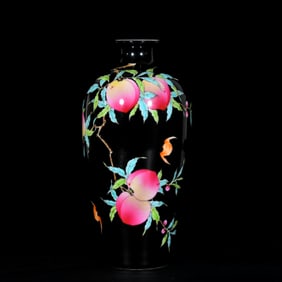 An Exquisite Enamel Bats and Peach Pattern Vase