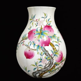 An Exquisite Famille-Rose Bats and Peach Pattern Vase