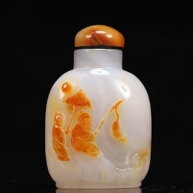An Exquisite Agate Old Fisherman Pattern Snuff Bottle