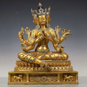 An Excellent Gilt-Bronze Gem-Inlaid Figure Of Dakini