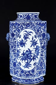 A Huge Blue and White Pomegranate Pattern Double-Ears Vase