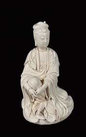 An Exquisite Blance-De-Chine Statue of Avalokitesvara