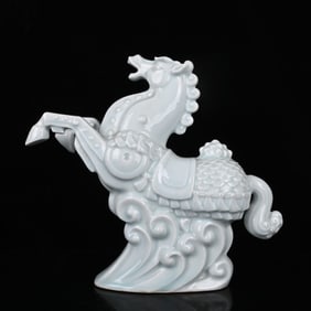 A Rare Shadow Blue Glaze Horse Ornament
