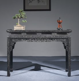 An Exquisite Zitanwood Lotus Pattern Long Table