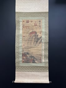 A Chinese Vertical Scroll Ink Painting of Landscape on Paper